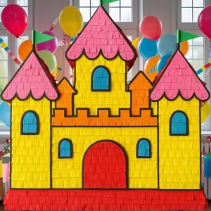 🏰 Mehrfarbige Magische Schloss-Piñata 👑