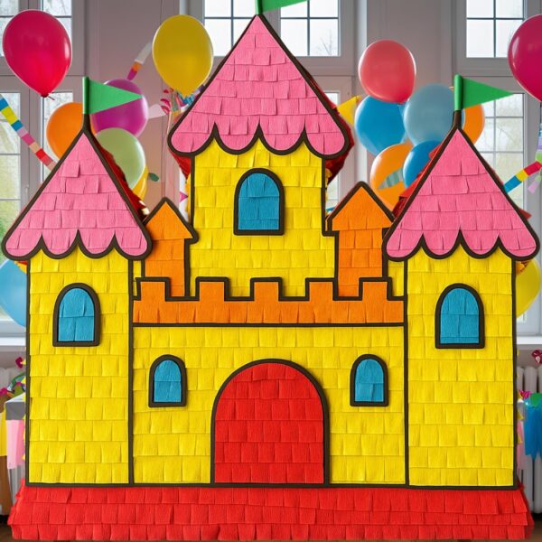 🏰 Mehrfarbige Magische Schloss-Piñata 👑